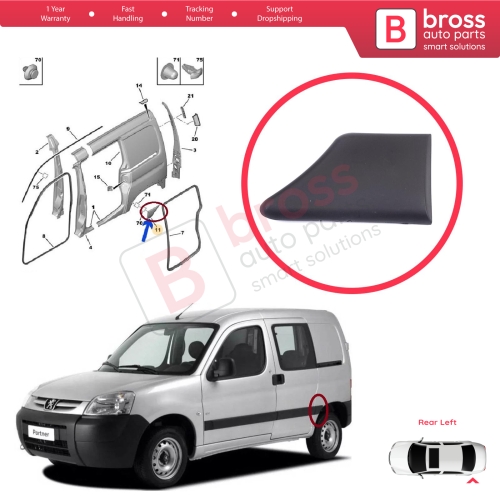 Rear Left Fender Trim Molding for Peugeot Partner MK1 M49 M59 1996-2008 8547.L8