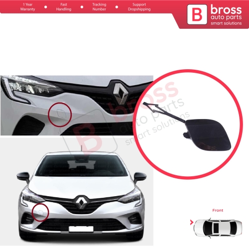 Front Bumper Tow Eye Hook Cover Cap Primed for Renault Clio MK5 V B7 BJA 2019-2023 Pre-Facelift 511806272R