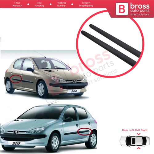 Rear Left Right Side Door Moulding Strip Panel For Peugeot 206 206+ 1998-2013  4/5 Door 8546E6 8546E7