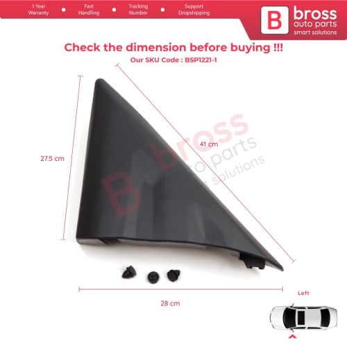 Left Side View Mirror Door Triangle Fender Trim Cover for Ford Transit MK8 T18 V363 2013-2024 2016819