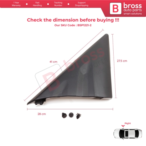 Right Side View Mirror Door Triangle Fender Trim Cover for Ford Transit MK8 T18 V363 2013-2024 2016818