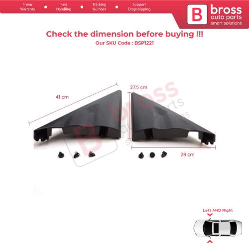 Side View Mirror Door Triangle Fender Trim Cover Set for Ford Transit MK8 T18 V363 2013-2024 2016818 2016819