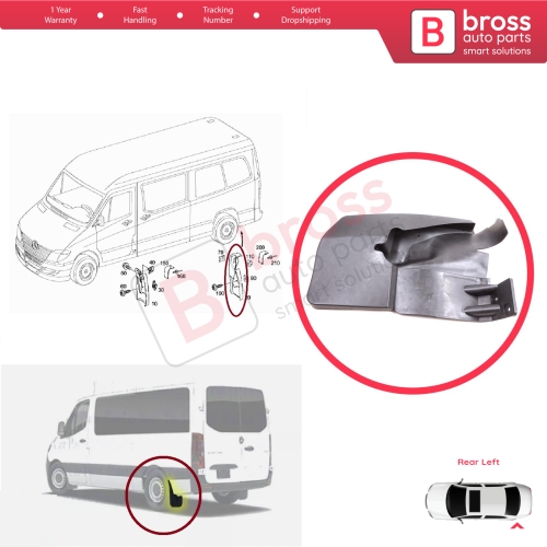 Rear Left Mud Flap Splash Guard for Mercedes Sprinter 906 NCV3 VW Crafter MK1 2006-2017 A9068820204