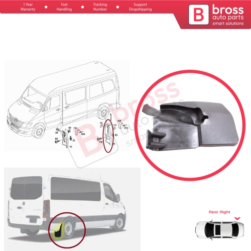 Rear Right Mud Flap Splash Guard for Mercedes Sprinter 906 NCV3 VW Crafter MK1 2006-2017 A9068820304