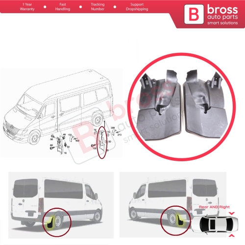Rear Left Right Mud Flap Splash Guard for Mercedes Sprinter 906 NCV3 VW Crafter MK1 2006-2017 9068820204 9068820304