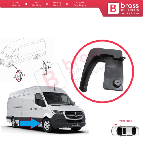 Front Right Mud Flap Splash Guard for Mercedes Sprinter 907 910 VW Crafter SY SZ 2017-On 9108890100