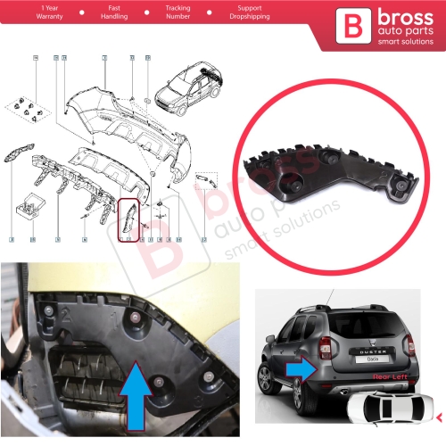 Rear Bumper Mount Holder Support Bracket Left for Renault Dacia Duster MK1 HS 2010-2017 622210009R