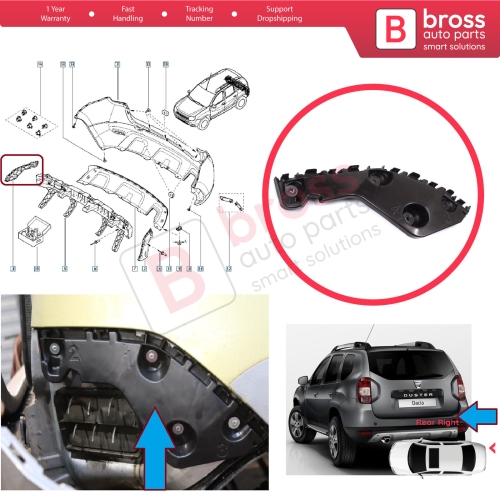 Rear Bumper Mount Holder Support Bracket Right for Renault Dacia Duster MK1 HS 2010-2017 622200010R