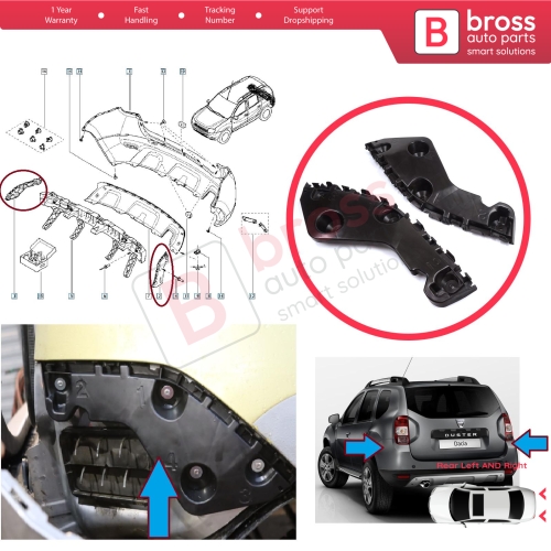 Rear Bumper Mount Holder Support Bracket Left Right for Renault Dacia Duster MK1 HS 2010-2017 622200010R 622210009R