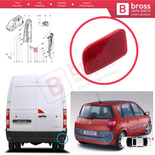 Rear Right Side Bumper Reflex Reflector for Renault Master 3 Scenic 2 Nissan NV400 Interstar Vauxhall Opel Movano B X62 8200152643