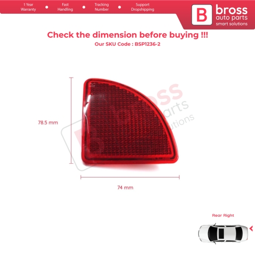 Rear Right Side Bumper Reflex Reflector for Renault Kangoo MK1 Express Nissan Kubistar X76 Dacia Logan MK1 KS MCV Van 2004-2008 7700308719