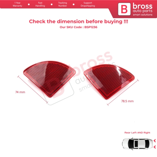 Rear Left Right Side Bumper Reflex Reflector for Renault Kangoo MK1 Express Nissan Kubistar X76 Dacia Logan MK1 KS MCV Van 2004-2008 77003087207700308719