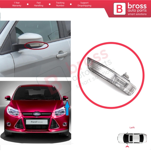 Left Side Door Wing Mirror White Clear Indicator Lamp Lens for Ford Focus 2007-2020 Mondeo MK4 2007-2015 8M5113B383AA