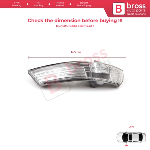 Left Side Door Wing Mirror White Clear Indicator Lamp Lens for Ford Focus 2007-2020 Mondeo MK4 2007-2015 8M5113B383AA