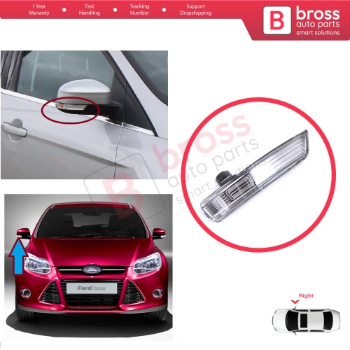 Right Side Door Wing Mirror White Clear Indicator Lamp Lens for Ford Focus 2007-2020 Mondeo MK4 2007-2015 8M5113B384AA