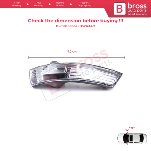 Right Side Door Wing Mirror White Clear Indicator Lamp Lens for Ford Focus 2007-2020 Mondeo MK4 2007-2015 8M5113B384AA