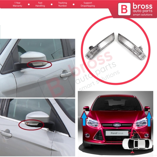 Side Door Wing Mirror White Clear Indicator Lamp Lens Left Right for Ford Focus 2007-2020 Mondeo MK4 2007-2015 1872845 1872847 
