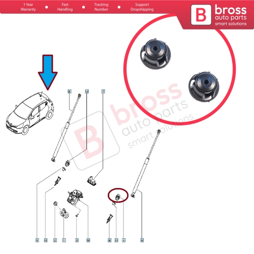 2 Pieces Rear Trunk Tailgate Stop Buffer for Renault Megane MK4 Laguna MK3 Vel Satis 8200080015