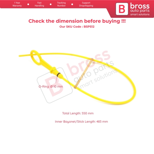 Oil Level Measurer Rod Dipstick 483 mm for Renault Nissan Dacia 1.5 dCi Diesel Engines 7701060939