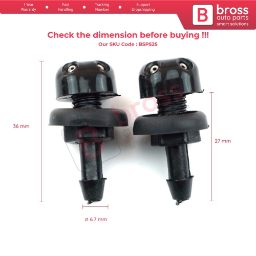 2 Pieces Universal Car Dual Holes Windshield Washer Nozzle Wiper Water Spray Jet Kit