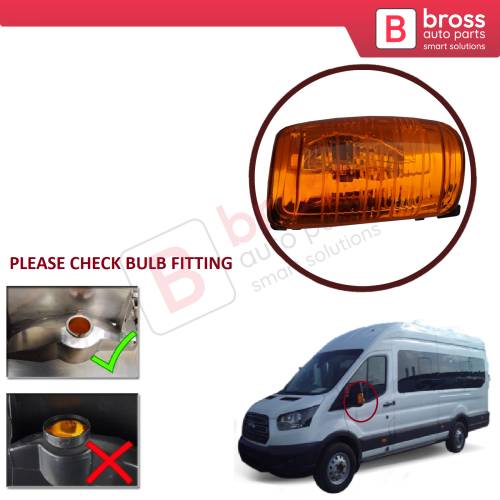 Side Door Wing Mirror Amber Indicator Signal Lamp Lens 1847388 Left for Ford Transit 2013-On