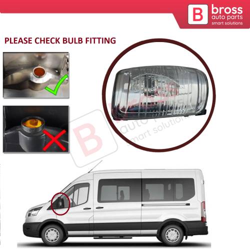 Side Door Wing Mirror White Clear Indicator Lamp Lens 1847387 Left for Ford Transit 2013-On