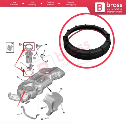 Fuel Tank Sender Unit Pump Locking Seal Cover O Ring for Citroen Peugeot 9633283880 153130 153129