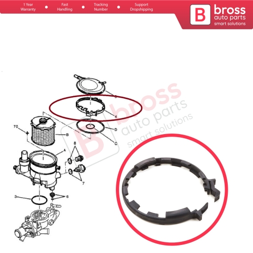 Diesel DW8 Fuel Filter Housing Seal Collar Clamp for Peugeot Citroen Fiat Scudo Toyota Corolla MK8 E110 1904.26 