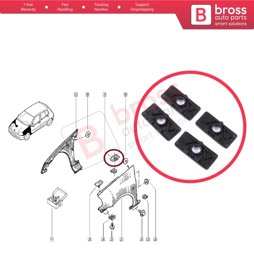 4 Pieces Front Fender Wing Plate Retaining Fixing Clips for Renault Clio Ypsilon MK2 Espace MK4 Thalia Scenic Megane MK1 7700412158 
