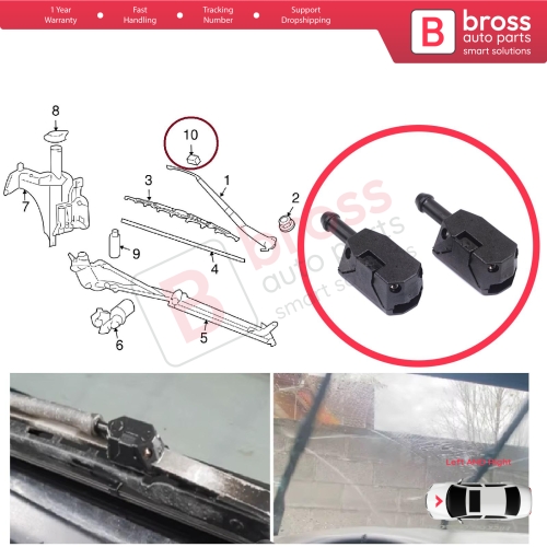 2 Pieces Front Window Wiperarm Washer Nozzle Spray Jet for Volvo White DAF MAN Sprinter W901 W909 1070123