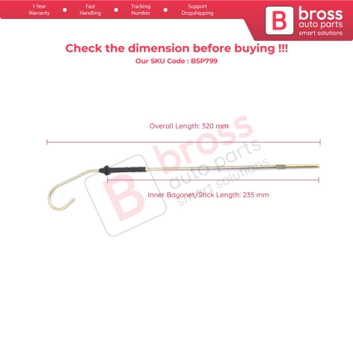 Oil Level Measurer Rod Dipstick 240 mm for Renault 12 1969-2006 Toros 1971-2000 Dacia 1300 1969-1984 7700541128