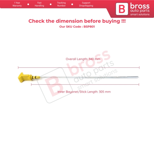Oil Level Measurer Rod Dipstick 305 mm for Renault 21 Manager Concorde J7R J7T 2.0 Engine 7700731458