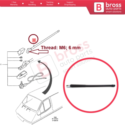 Roof Aerial Mast AM FM Radio Antenna Rod For Ford Transit VE83 CY EY  T12 T15 1985-2000 1052357