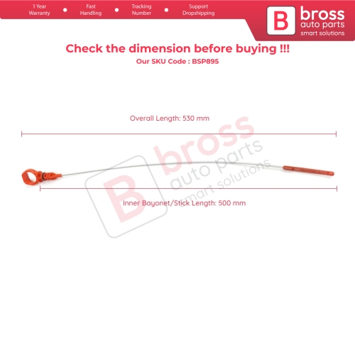 Oil Level Measurer Rod Metal Dipstick 500 mm for Peugeot Citroen 1.4 HDI Ford 1.4 TDCI Mazda 1.4 CD Engine 1331073