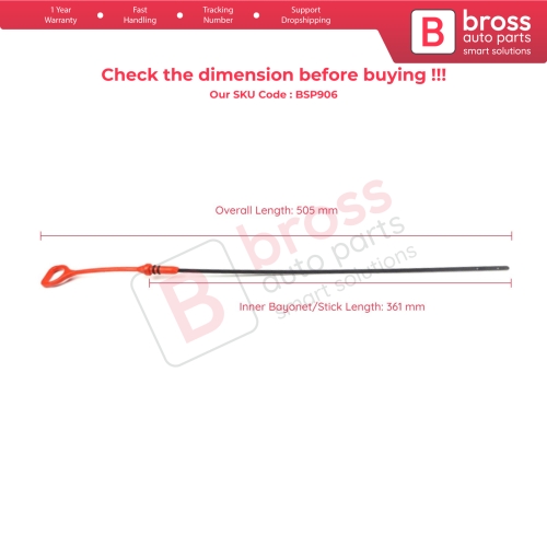 Oil Level Measurer Rod Dipstick 361 mm for Honda Civic MK6 1996-2000 1.6L D16Y8 Engine Del Sol 1996-1997 15650-P2F-A00