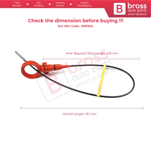 Oil Level Measurer Rod Dipstick 520 mm for VW Audi Seat Skoda 03L115611H