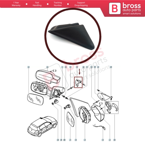 Left Door Wing Side Mirror Finisher Trim Panel 8200073430 for Renault Megane MK2
