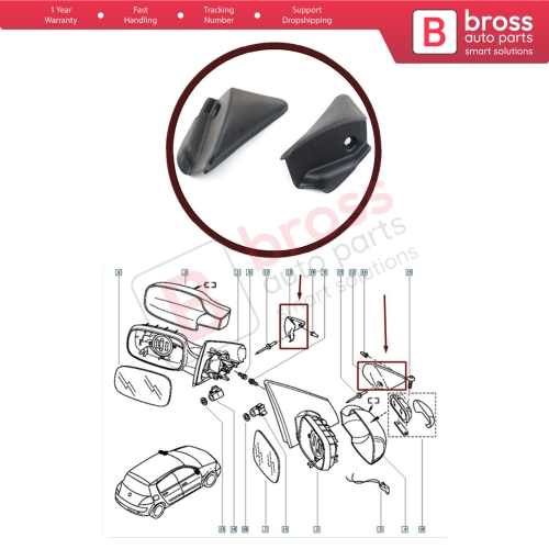 Door Wing Side Mirror Finisher Trim Panel 8200073430 31 for Renault Megane MK2