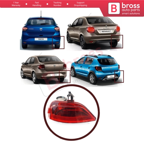 Rear Fog End Light Lamp Lens 265605279R Right for Renault Symbol MK3 Logan Sedan Sandero Stepway MK2 Facelift