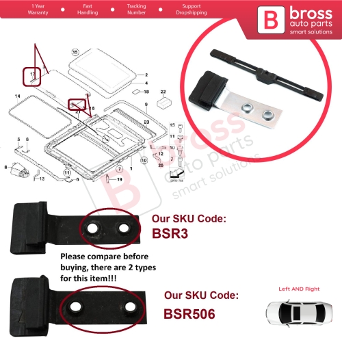 Sunroof Shade Curtain Left Right Side Slider for BMW 3 Series E46 1997-2003 Pre-Facelift 54138246025 54138246027