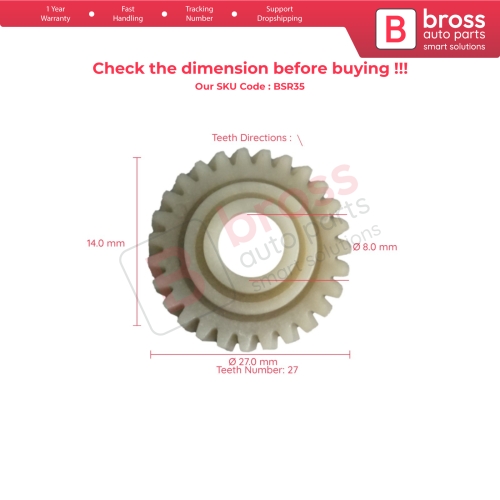 Sunroof Drive Motor Gear Cog for Citroen C3 MK1 Toyota Avensis MK1