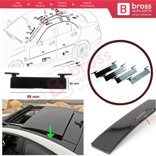 4 Pieces Panoramic Roof Rack Port Cover Trim 20469071829040 for Mercedes C Class W204 2007-2014 95*20 mm