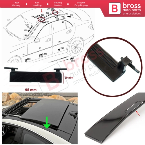 Panoramic Roof Rack Port Cover Trim 20469071829040 for Mercedes C Class W204 2007-2014 95*20 mm