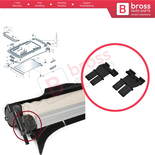 Sunroof Sunshade Slider Clips for Audi Q5 8RB Q7 4LB VW Tiguan 5N Jetta 1K2 Sharan 7N Touareg 7L Golf 6 Passat B7 Superb 2 Yeti Alhambra Leon 5F