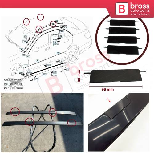 4 Pieces Roof Rack Port Cover Trim 2126902882 for Mercedes E Class W212 S212 96 mm*30 mm