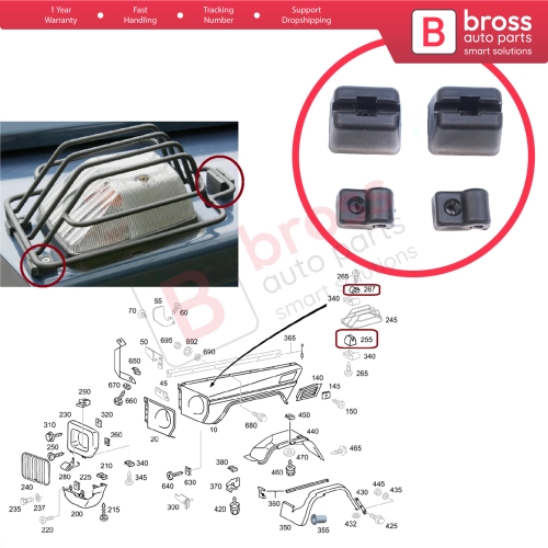 Front Turn Signal Headlamp Surround Grille Bearing Fender Clamps Bracket Set for Mercedes G Class W460 W461 0009952820 0008111240