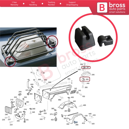 Front Turn Signal Headlamp Surround Grille Bearing Fender Clamps Bracket for Mercedes G Class W460 W461 0009952820 0008111240