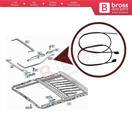 Sunroof Repair Cables A2157800589 2157800689 for Mercedes W203 W211 C209 C215 C219