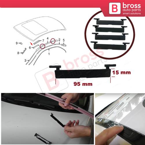 4 Pieces Roof Molding Port Bag Cover 2046983530 for Mercedes C Class W204 2007-2014 93 mm*14.5 mm