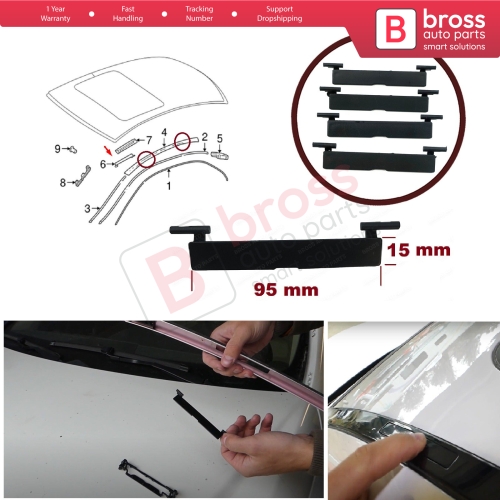 4 Pieces Roof Molding Port Bag Cover 2046983530 for Mercedes C Class W204 2007-2014 95 mm*15 mm
